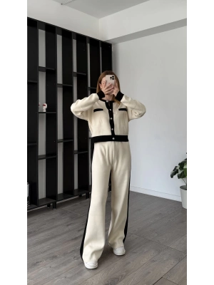 Ekru Chiara Blok Renkli Triko Takım