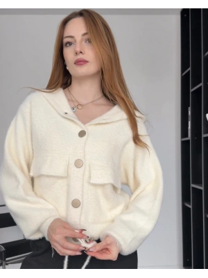 Ekru Jenny Düğmeli Yumoş Ceket