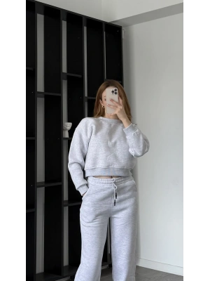 Gri Danny Pamuklu Basic Sweatshirt