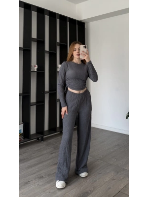 Gri Ollie Büzgü Detaylı 2’li Takım
