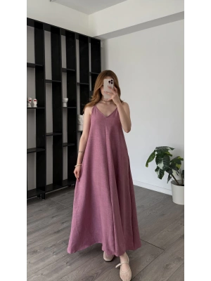 Gül Kurusu Sindy Askılı Salaş Elbise