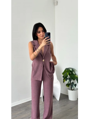 Gül Kurusu Thea Yelek-Pantolon Takım