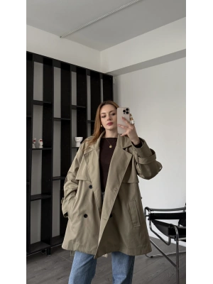 Haki Aurora Kuşaklı Trençkot