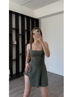 Haki Milly Cepli Şortlu Elbise