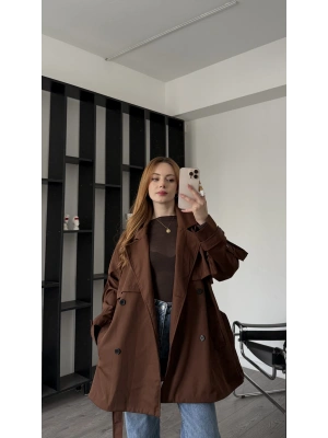 Kahve Aurora Kuşaklı Trençkot