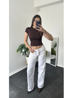 Kahve Bisiklet Yaka Kısa Kollu Basic Body