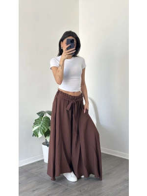 Kahve Lily Dökümlü Salaş Pantolon