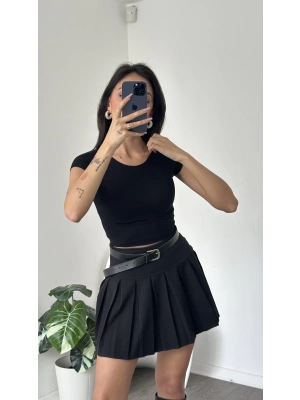 Kayle Siyah Bisiklet Yaka Basic Body