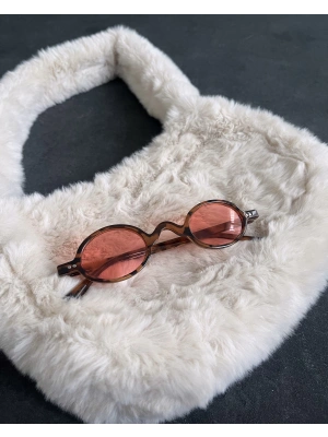 Kemik Çerçeveli Retro Yuvarlak Güneş Gözlüğü
