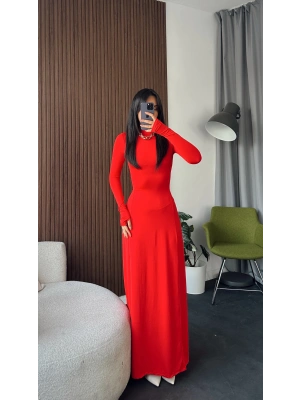 Kırmızı A Kesim Balıkçı Sandy Elbise