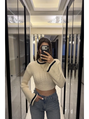 Krem Blair Volan Kol Triko Kazak