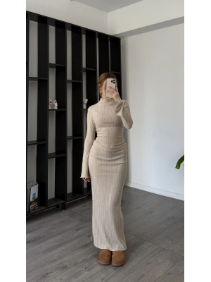 Krem Claire Volan Kollu Etekli Takım