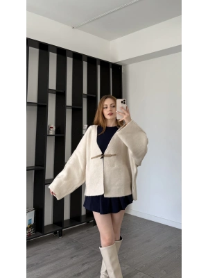 Krem Elira Kalın Ceket Hırka