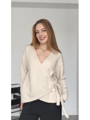 Krem Fulia Yumoş Kruvaze Kazak