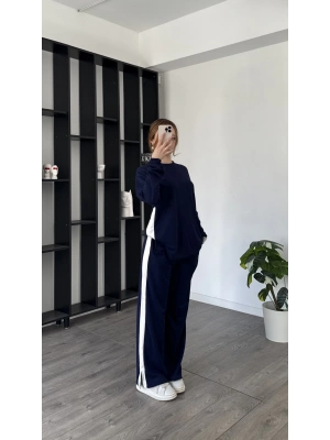 Lacivert Aliser Şeritli Orjinal Marka Takım