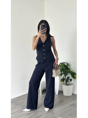 Lacivert Berly Yelek-Pantolon Takım