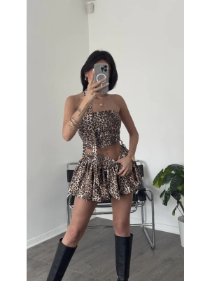 Leopar Desenli Şal Detay 2’li Takım