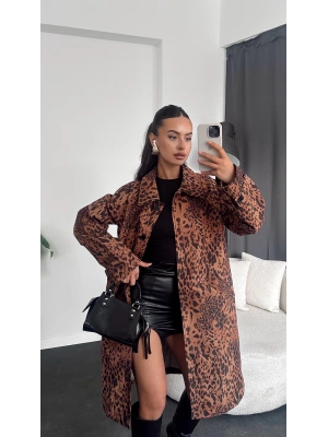 Leopar Desenli Trençkot