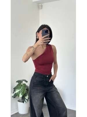 Lori Bordo Tek Omuzlu Bluz