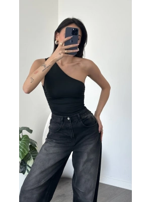 Lori Siyah Tek Omuzlu Bluz