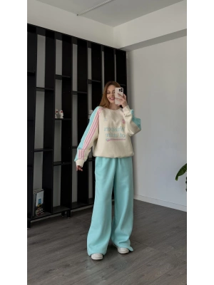 Mavi Bloom Oversize Eşofman Takımı