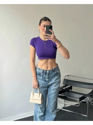Mor Basic Kısa Kollu Body