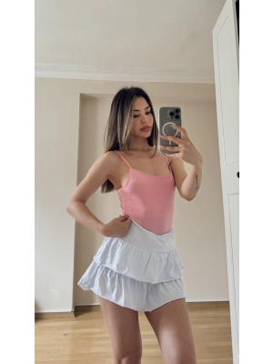 Pembe İp Askılı Basic Bodysuit