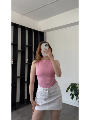 Pembe Maja Basic Kolsuz Bluz