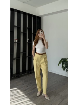 Sarı Abel Kemerli Havuç Pantolon