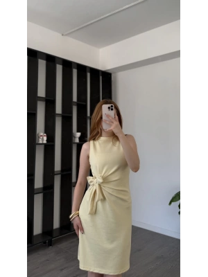 Sarı Cleo Düğümlü Elbise