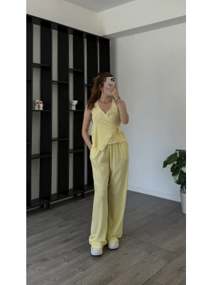 Sarı Larina Kruvaze Bağlamalı Takım