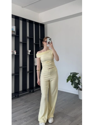 Sarı Leila Düşük Omuzlu 2’li Takım