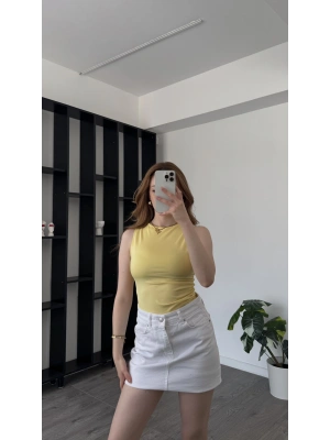 Sarı Maja Basic Kolsuz Bluz