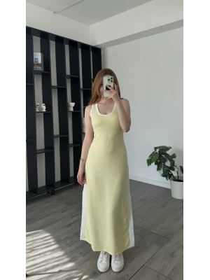 Sarı Zoey Blok Renkli Modal Elbise