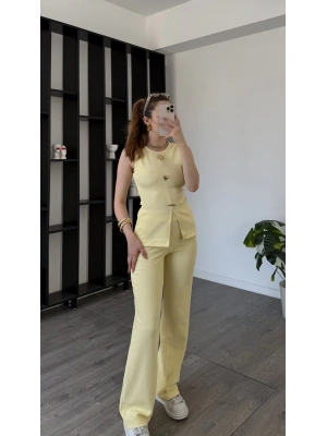 Sarı Zoya Broşlu 2’li Takım