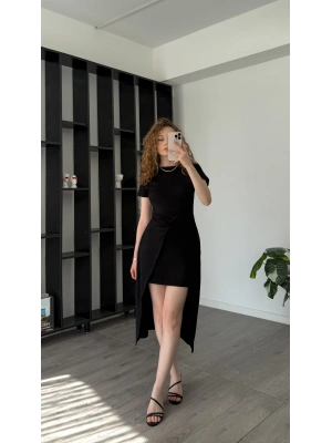 Siyah Agnes Düğüm Detaylı Elbise