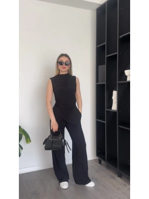 Siyah Asimetrik Kesimli Sandy 2’li Takım