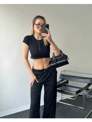 Siyah Basic Kısa Kollu Body