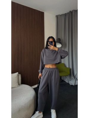 Gri Bisiklet Yaka Basic 2’li Eşoman Takımı