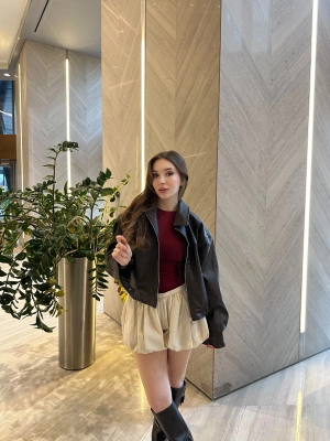 Kahve Bomber Deri Ceket