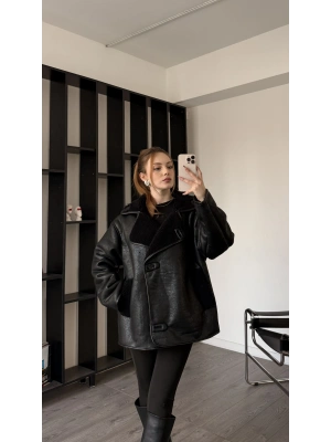 Siyah Byles Kürklü Ceket