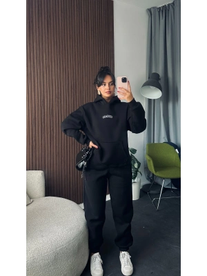 Siyah Chicago Sırt Desenli 2’li Eşofman Takım