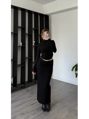 Siyah Claire Volan Kollu Etekli Takım