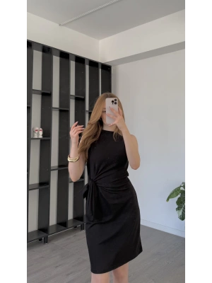 Siyah Cleo Düğümlü Elbise