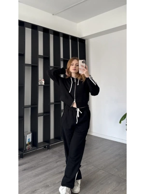 Siyah Enny Çizgili Eşofman Takımı