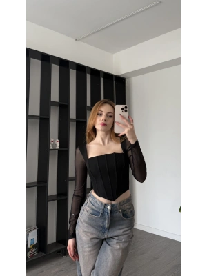 Siyah Kayle Tül Detay Korse