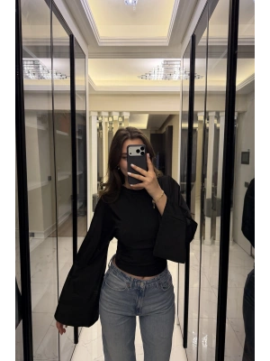 Siyah Lia Yarasa Kollu Bluz