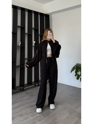 Siyah Luvy Modal Şeritli Takım