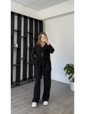Siyah Novia Bağcık Detay 2’li Takım
