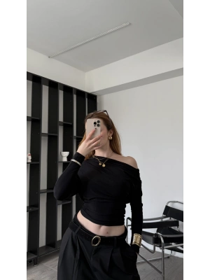 Siyah Olena Yarasa Kol Bluz